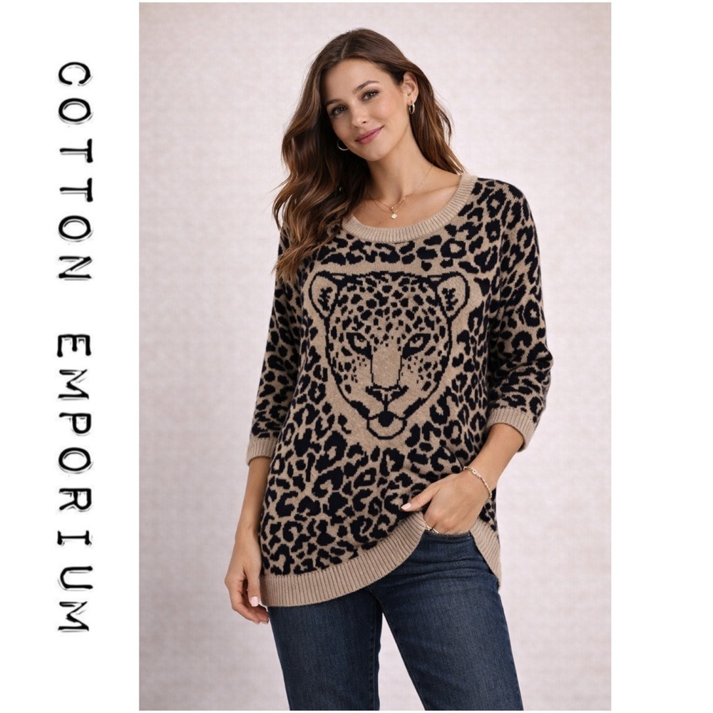 Cotton Emporium Knit Leopard Print Sweater